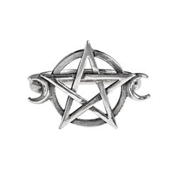 R234L Full Moon Pentagram Goddess Ring - Size 6