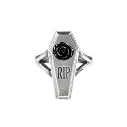 R235T RIP Black Rose Ring - Size 9.5