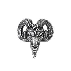 R239T Baphomet Horned Goat Head Ring - Size 9.5