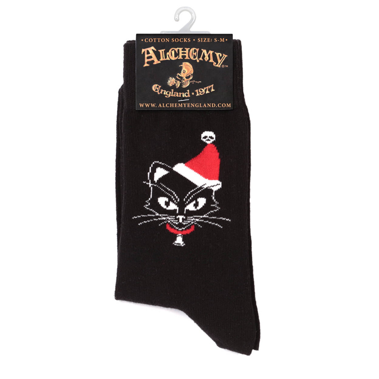 Picture of Alchemy Gothic SOX001M-L Catmas Christmas Socks&#44; Black&#44; White & Red - Size 9-13 - Large
