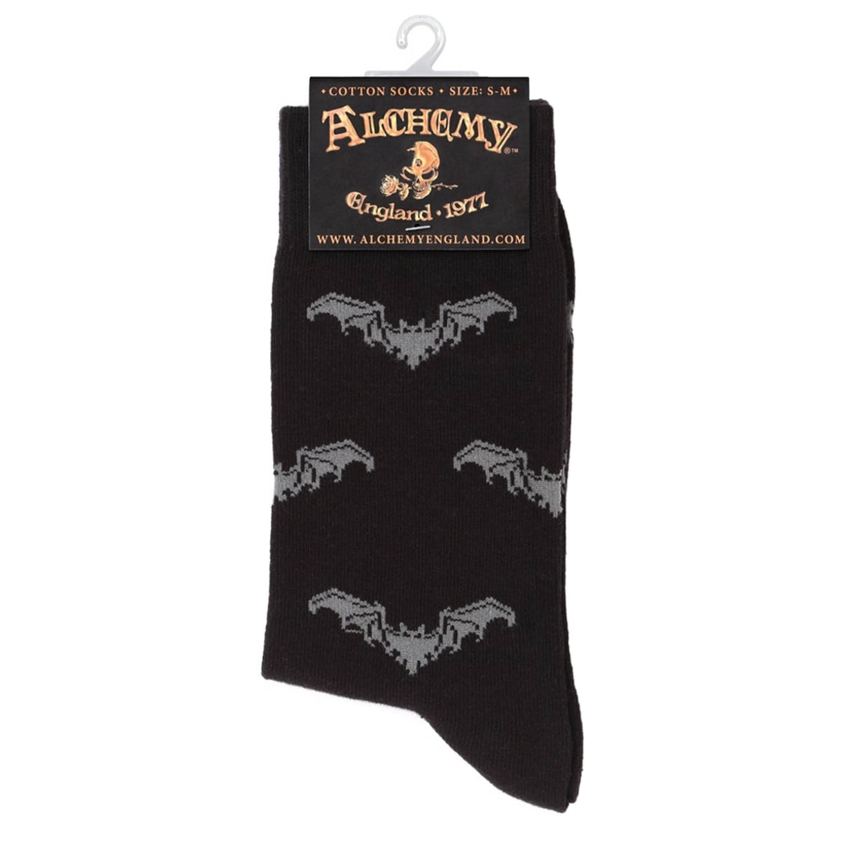 Picture of Alchemy Gothic SOX003M-L Gothic Bat Socks&#44; Black & Gray - Size 9-13 - Large
