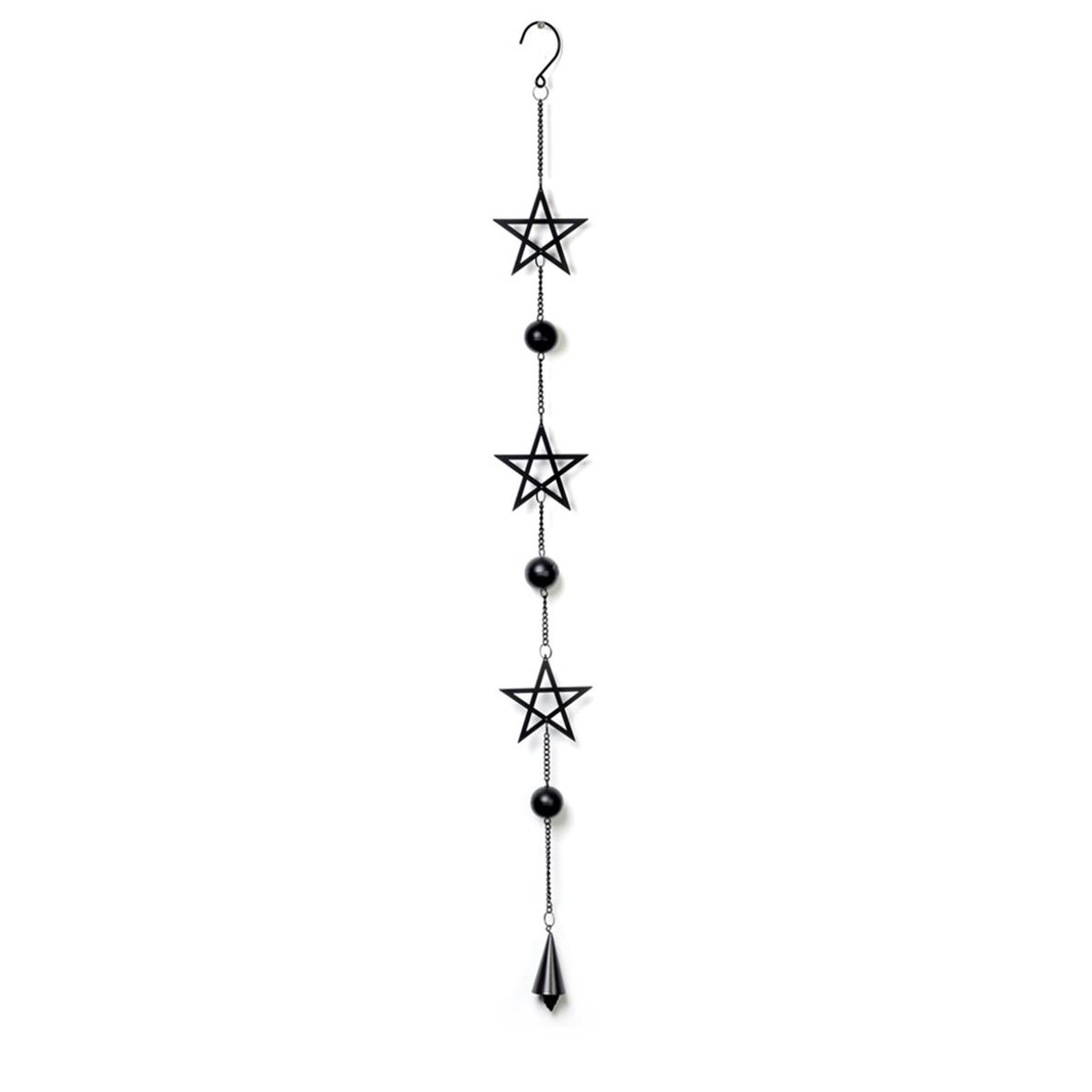 HD13 32.68 in. Pentagram Hanging Decoration Wind Chime, Black