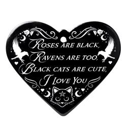 Picture of Alchemy Gothic CT11 7.48 in. Roses are Black Heart Trivet&#44; Black & White