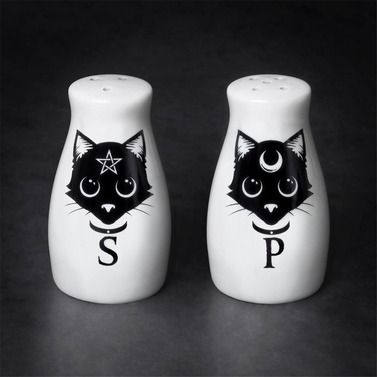 Picture of Alchemy Gothic MRSP3 Black Cats&#44; Salt & Pepper Shaker Set&#44; White
