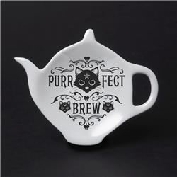 Picture of Alchemy Gothic SR7 4.33 in. Purrfect Brew Tea Spoon Holder&#44; White