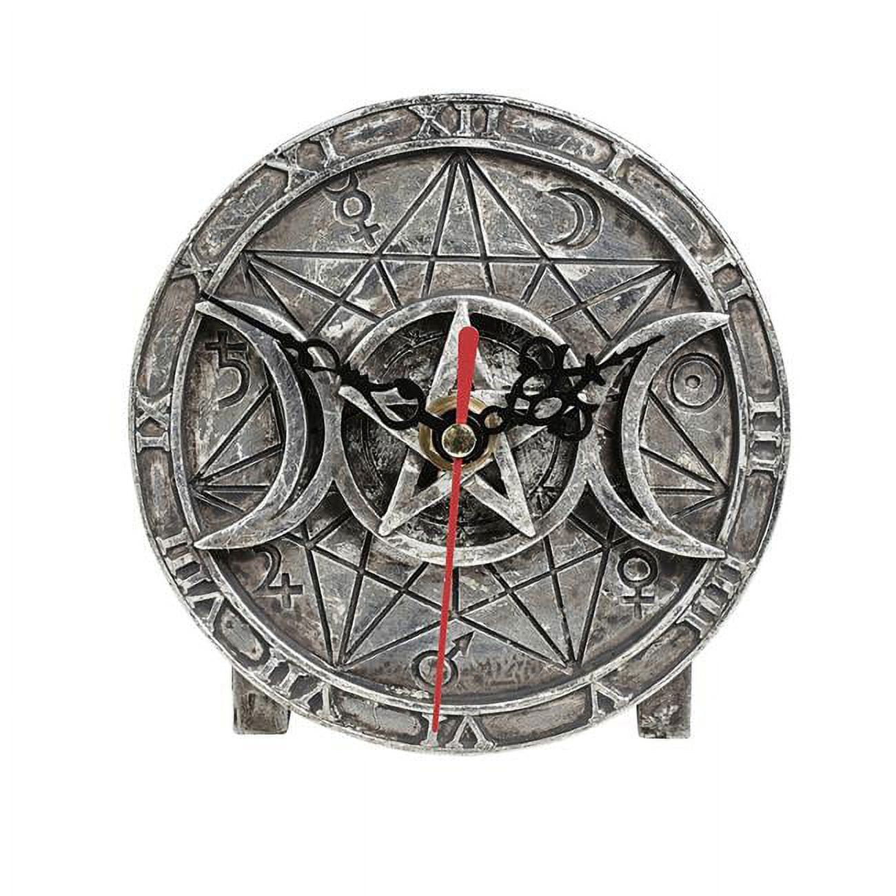 Picture of Alchemy Gothic V88 4.72 in. Wiccan Desk Clock&#44; Antique Silver