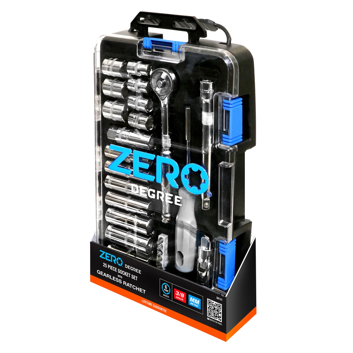 Zero Degree Metric Tool Set With Gearless Ratchet - 3/8In Drive, 25 Pc (38131)