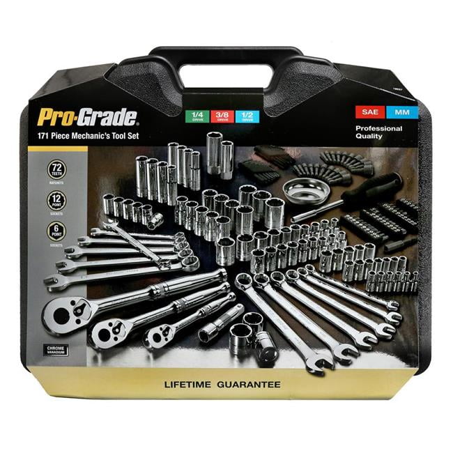 Picture of Pro-Grade 19037 0.25 x 0.5 Drive x 0.37 in. Mechanics Tool Set - 171 Piece