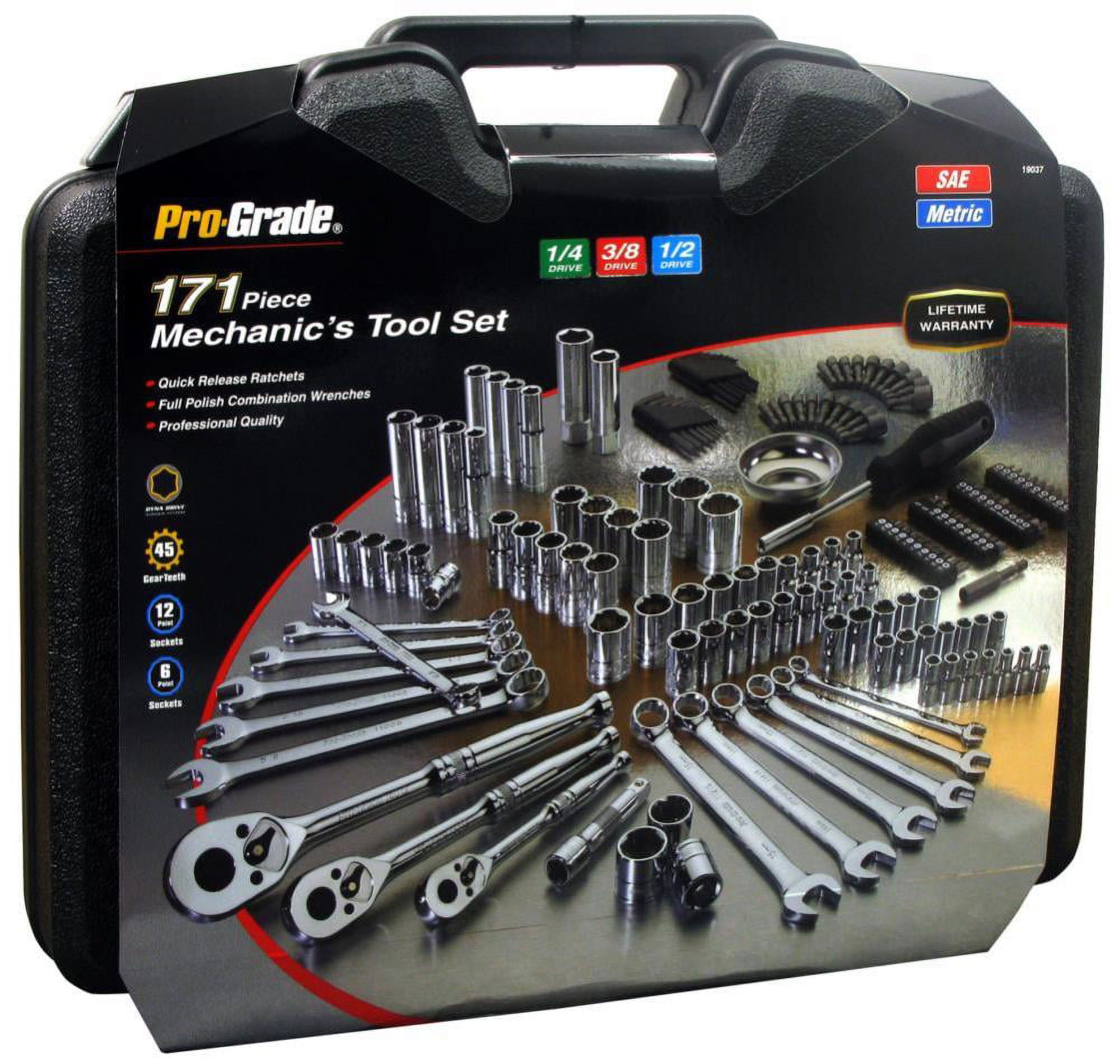 Picture of Pro-Grade 19039 0.37 Drive x 0.25 in. Mechanics Tool Set - 106 Piece