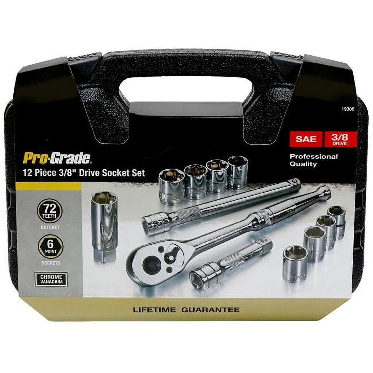 0.37 in. Drive SAE Socket Set in Case - 12 Piece