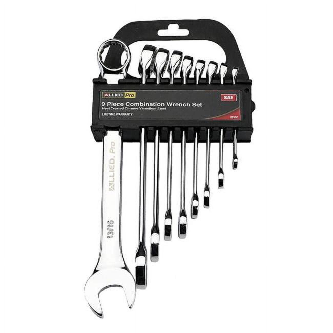 Picture of Allied 20302 SAE Full Polished Combination Wrench Set - 9 Piece