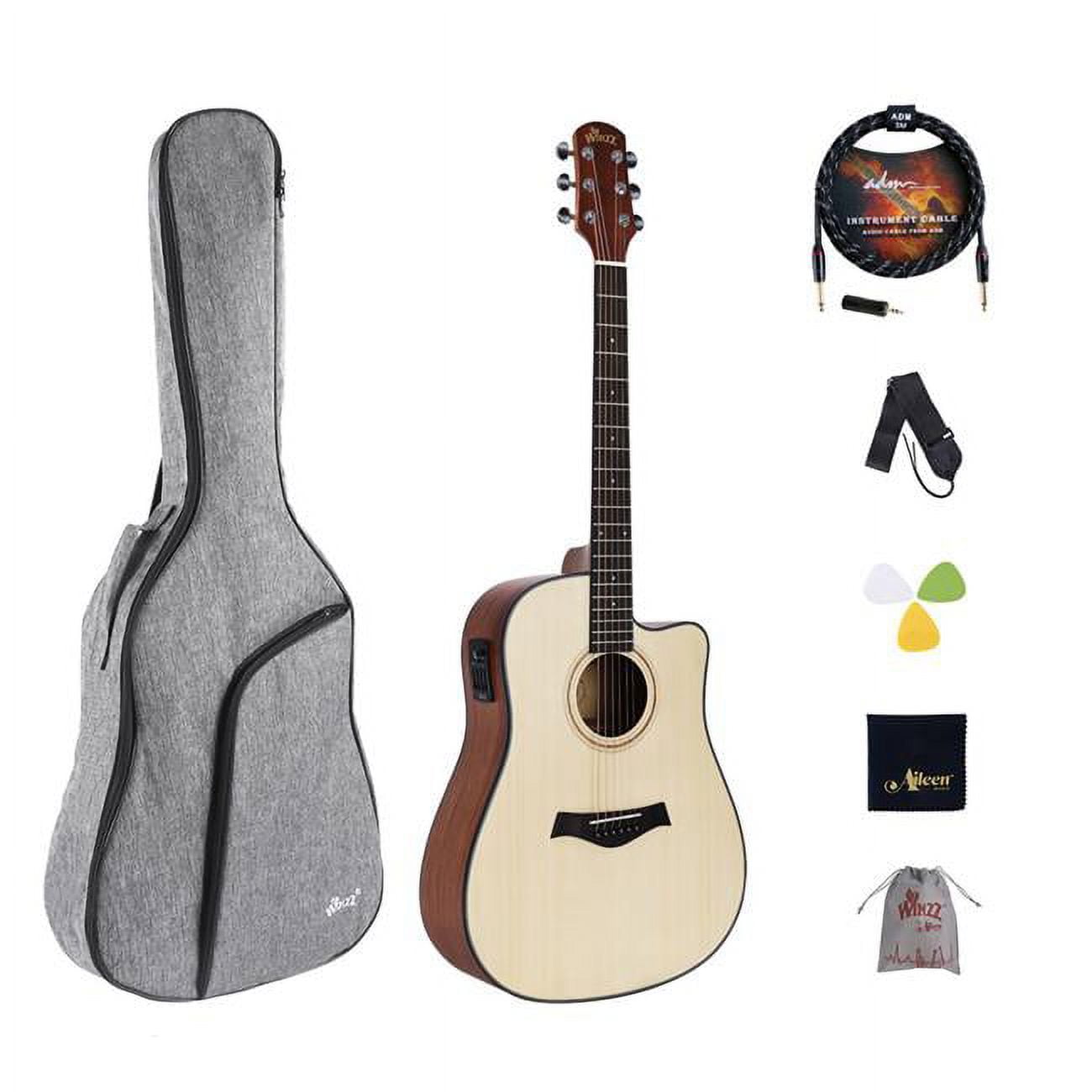 AF485CE-41-NR 41 in. Cutaway Acoustic-Electric Guitar, Natural Matte -  Winzz