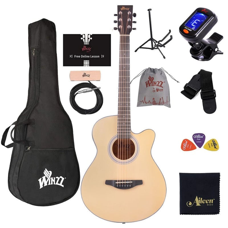 AF-H00LC-BB 40 in. Cutaway Acoustic Guitar, Natural Matte -  Winzz