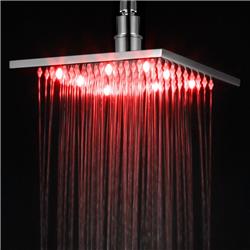 Picture of ALFI brand LED8S - BN 8 in. Square Multi Color LED Rain Shower Head&#44; Brushed Nickel