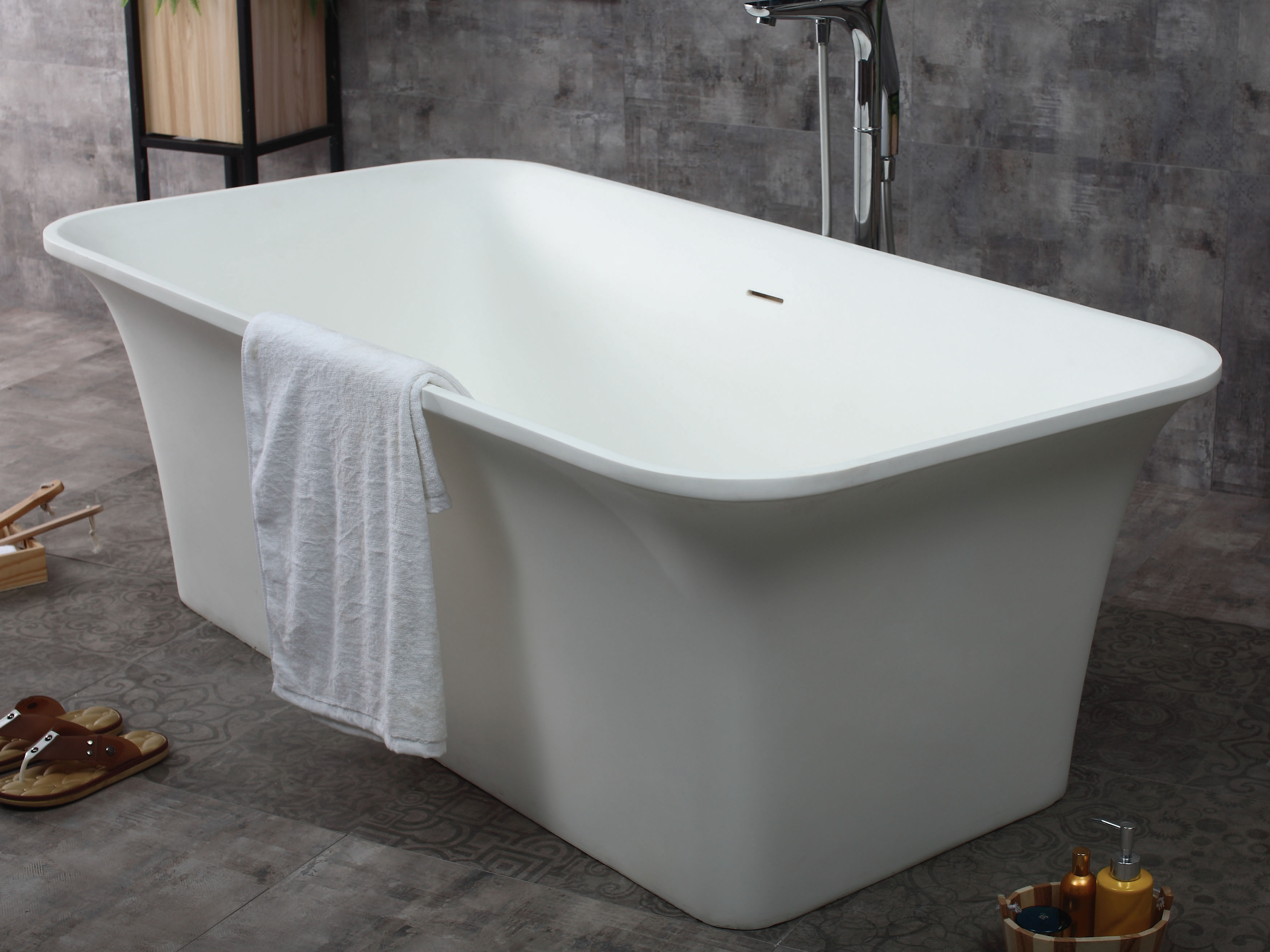 Picture of ALFI brand AB9942 67 in. Rectangular Solid Surface Smooth Resin Soaking Bathtub&#44;White