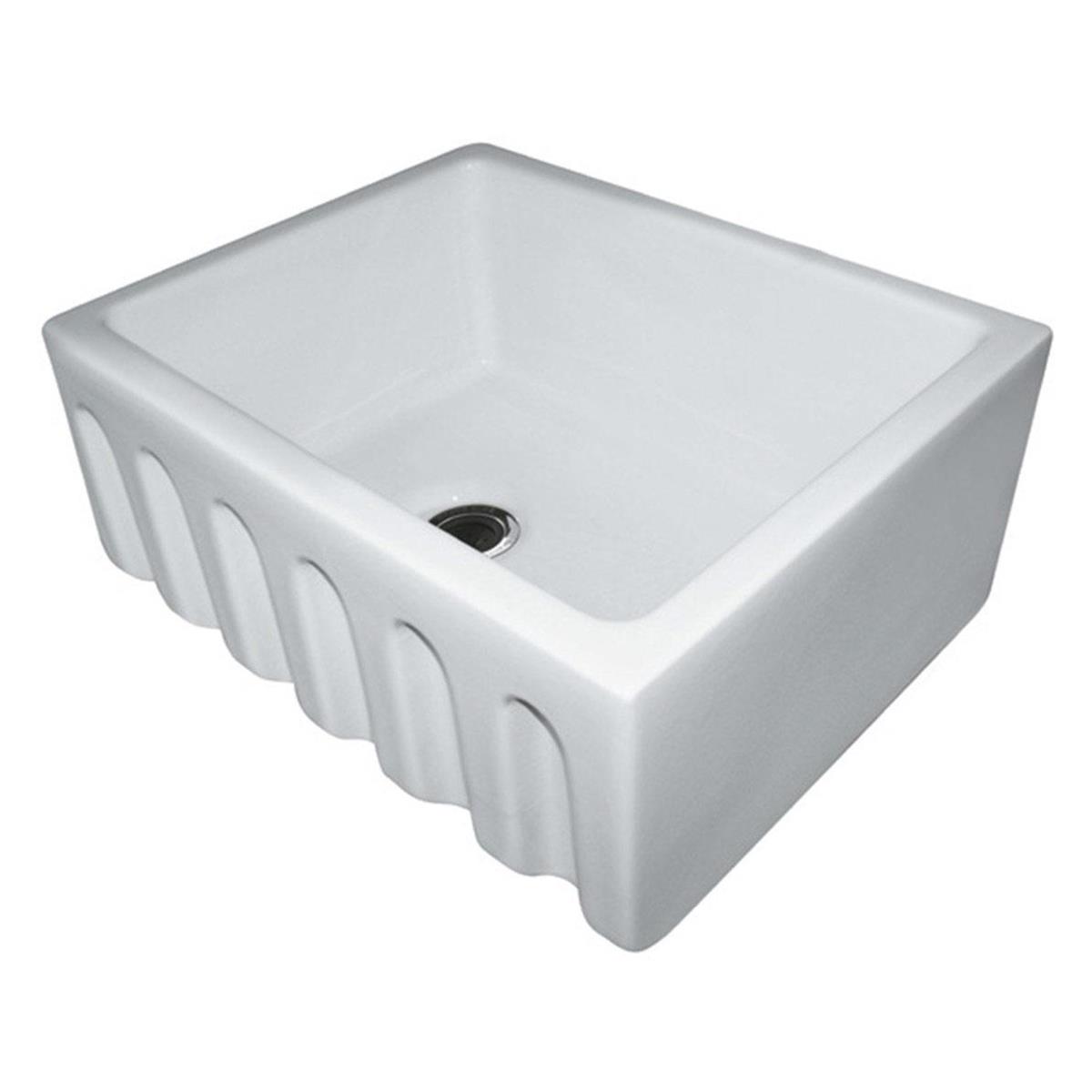 Picture of ALFI Brand AB2418HS-W 24 in. White Reversible Smooth & Fluted Single Bowl Fireclay Farm Sink