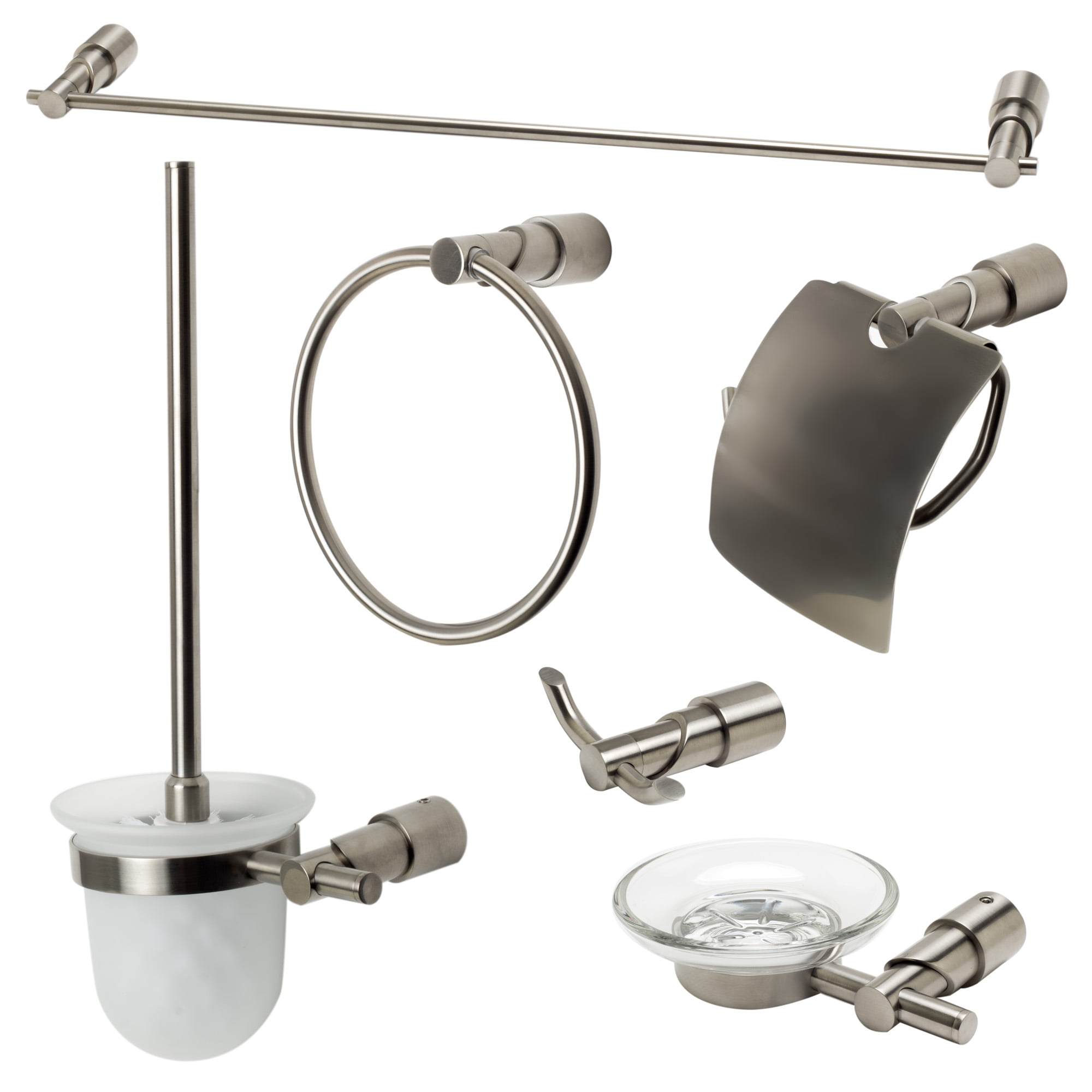 Picture of ALFI Brand AB9508-BN Brushed Nickel Matching Bathroom Accessory Set&#44; 6 Piece