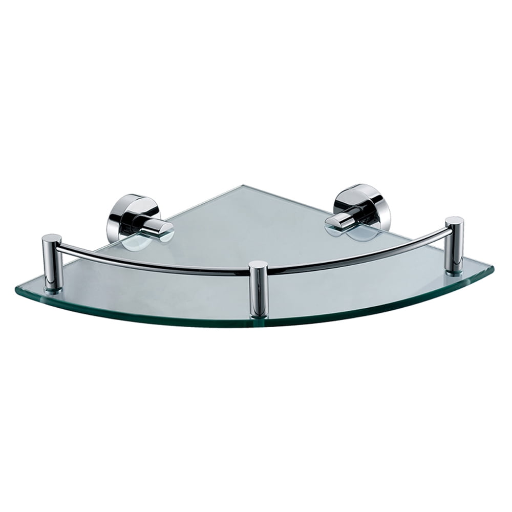 Picture of ALFI Brand AB9546 Corner Mounted Glass Shower Shelf Bathroom Accessory, Polished Chrome
