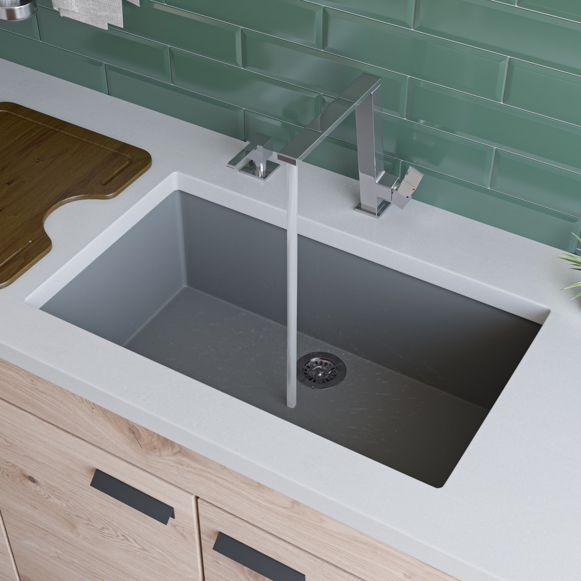 Picture of Alfi Brand AB3020UM-T Titanium 30 in. Undermount Single Bowl Granite Composite Kitchen Sink