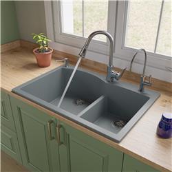 Picture of Alfi Brand AB3320DI-T Titanium 33 in. Double Bowl Drop In Granite Composite Kitchen Sink