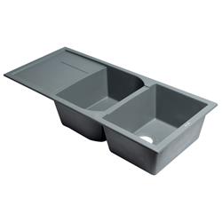 Picture of Alfi Brand AB4620DI-T Titanium 46 in. Double Bowl Granite Composite Kitchen Sink with Drainboard