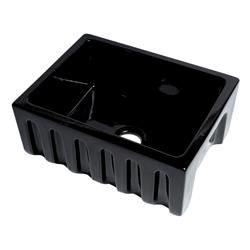 Picture of Alfi Brand AB2418HS-BG 24 in. Black Gloss Reversible Smooth & Fluted Single Bowl Fireclay Farm Sink