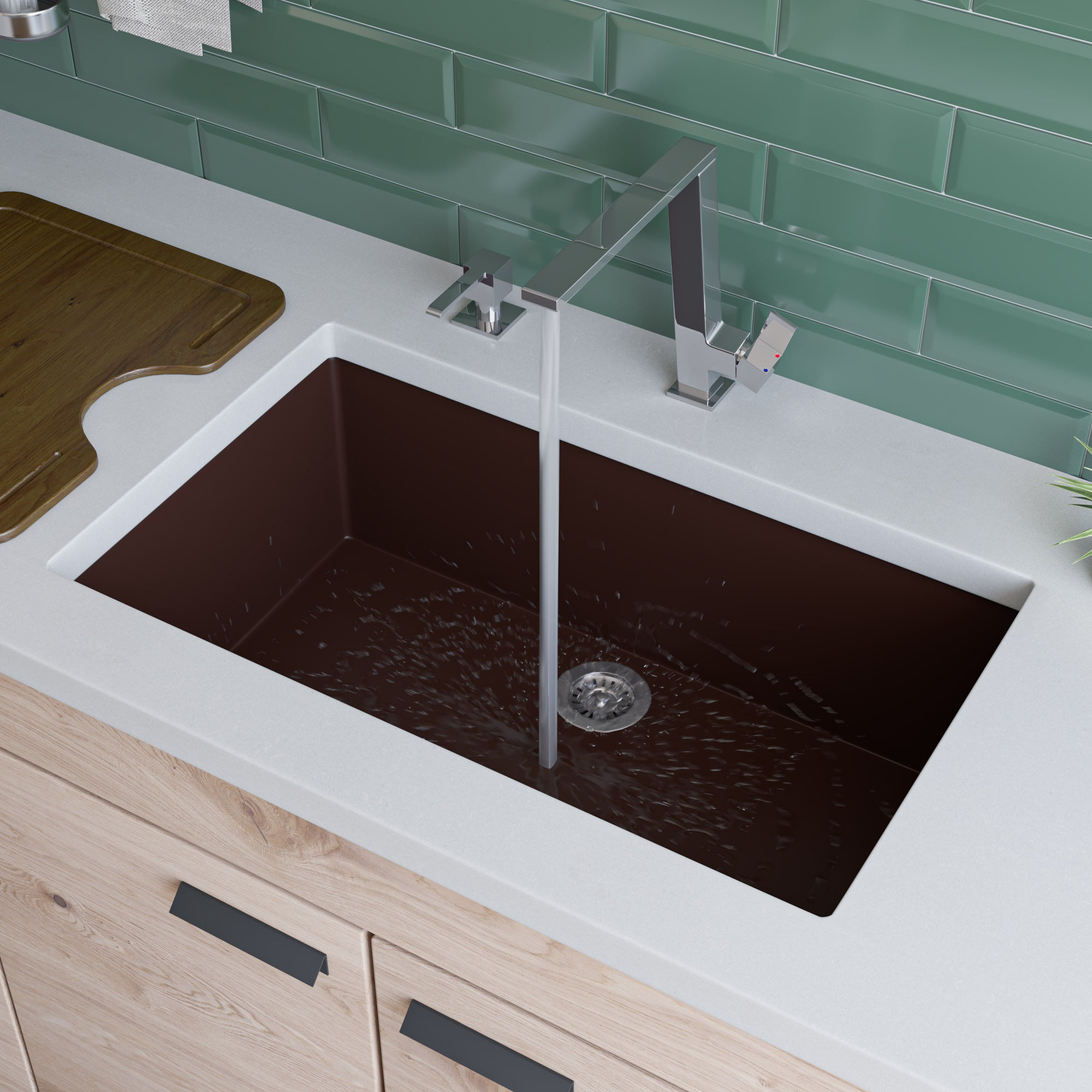 Picture of Alfi Brand AB3020UM-C Undermount Granite Composite 29.88 in. Single Bowl Kitchen Sink in Chocolate