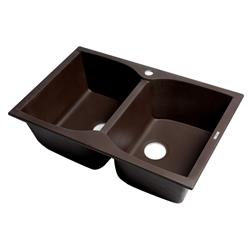 Picture of Alfi Brand AB3220DI-C Drop-In Granite Composite 31.13 in. 1-Hole 50-50 Double Bowl Kitchen Sink in Chocolate