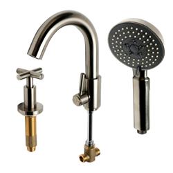 Picture of Alfi Brand AB2503-BN Deck Mounted Tub Filler with Hand Held Showerhead - Brushed Nickel