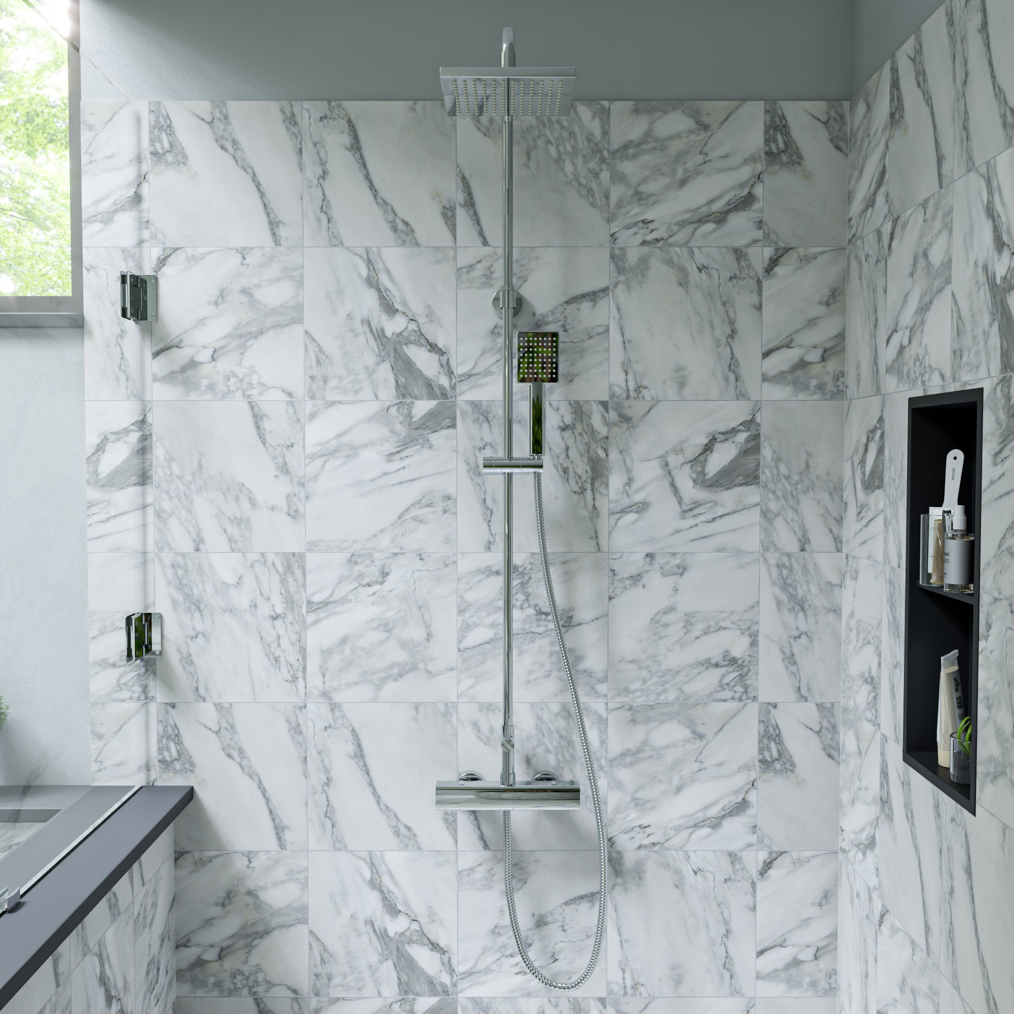 Picture of Alfi Brand AB2862-PC Square Style Thermostatic Exposed Shower Set - Polished Chrome