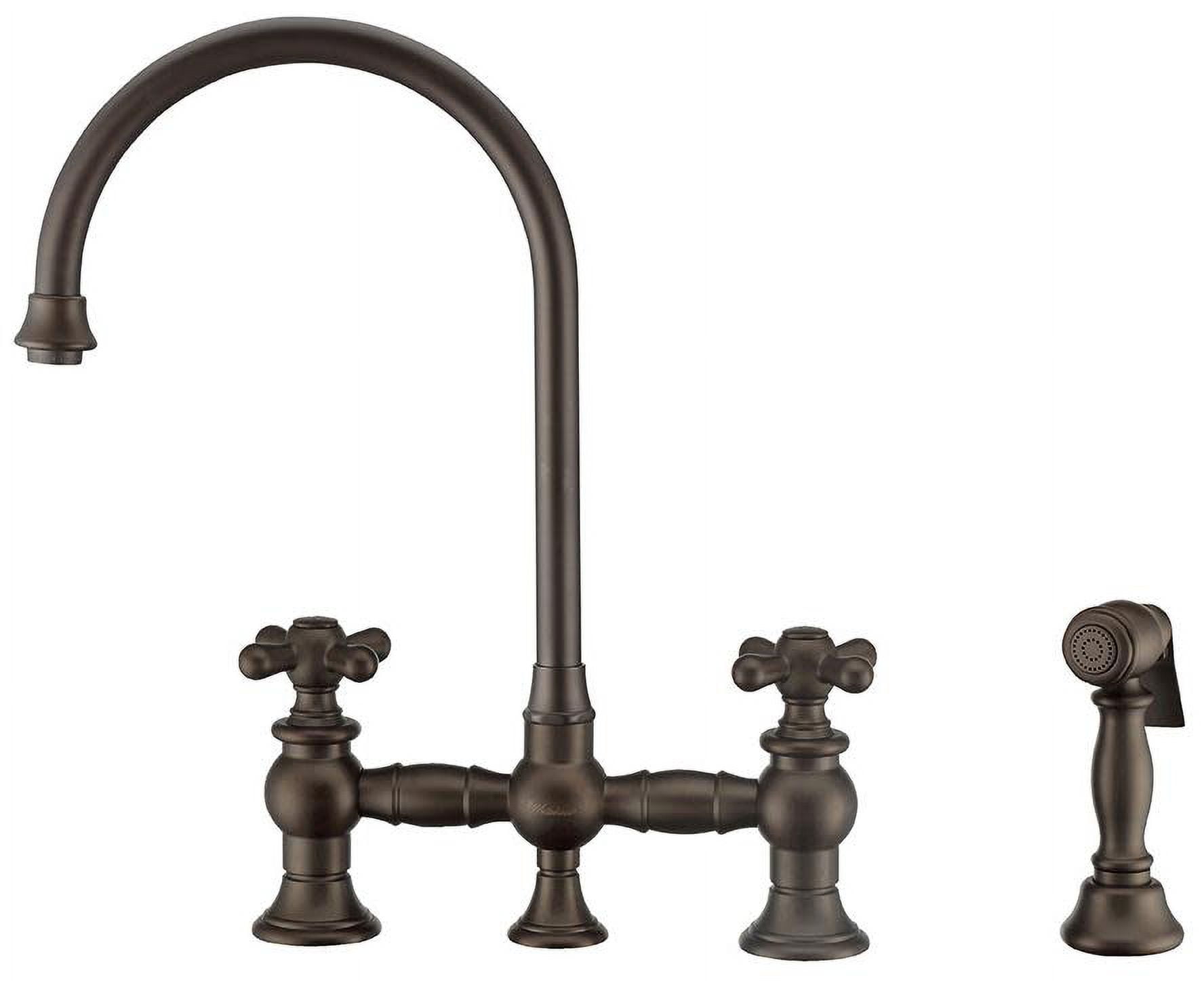 WHKBTCR3-9101-NT-ORB Bridge Faucet with Gooseneck Swivel Spout - Oil Rubbed Bronze -  Whitehaus Collection