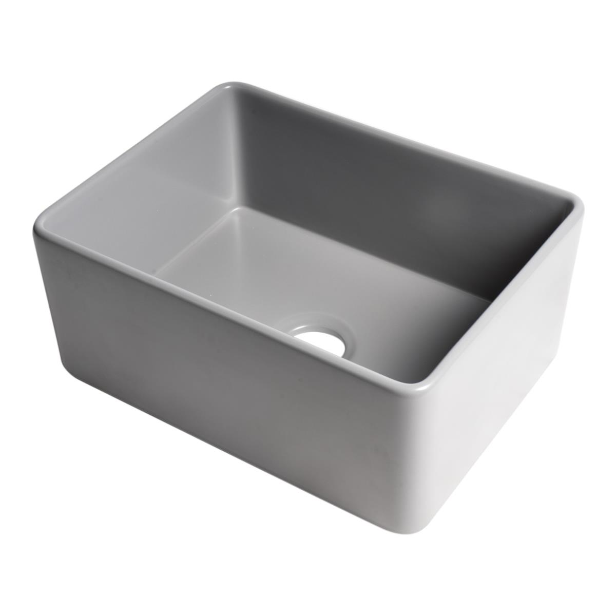 Picture of ALFI ABF2418-GM 24 x 18 in. Smooth Apron Single Bowl Fireclay Farm Sink, Gray Matte