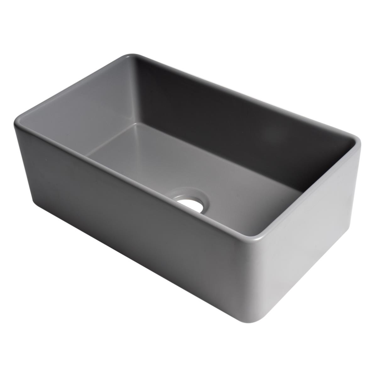 Picture of ALFI ABF3018-GM 30 x 18 in. Smooth Apron Single Bowl Fireclay Farm Sink, Gray Matte