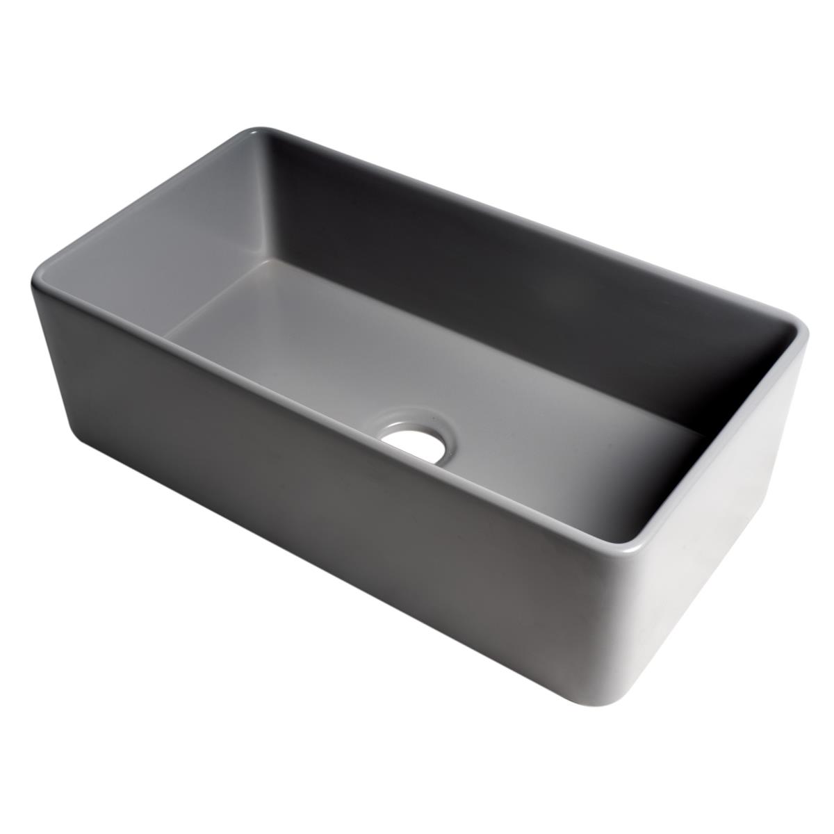 Picture of ALFI ABF3318S-GM 33 x 18 in. Smooth Apron Single Bowl Fireclay Farm Sink, Gray Matte
