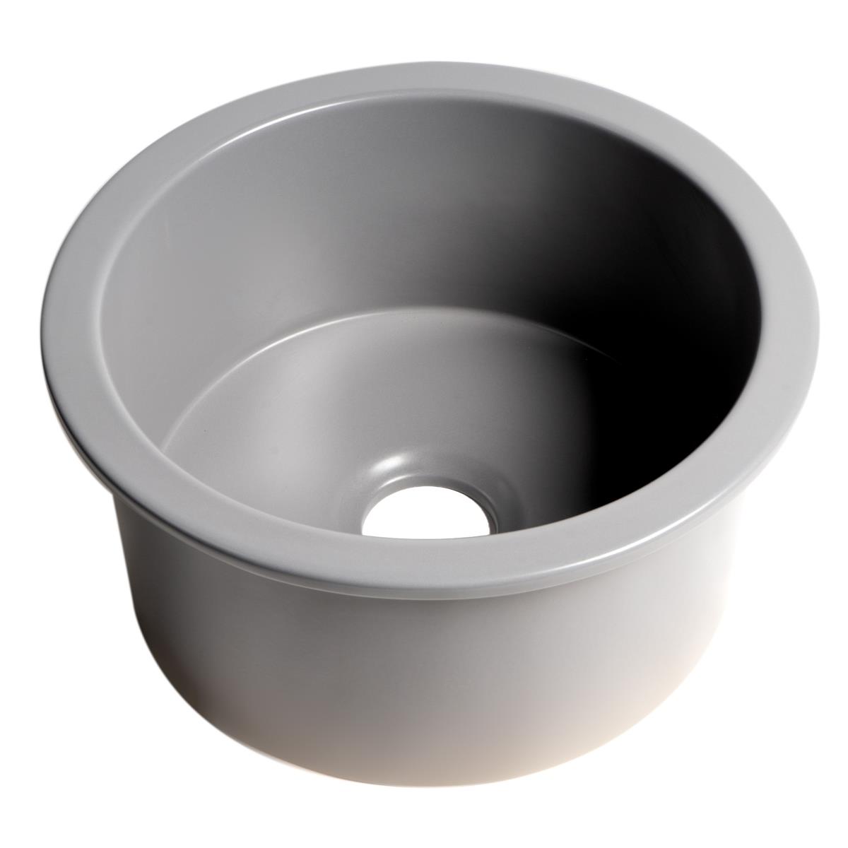 Picture of ALFI ABF1818R-GM 18 x 18 in. Round Undermount & Drop In Fireclay Prep Sink&#44; Gray Matte