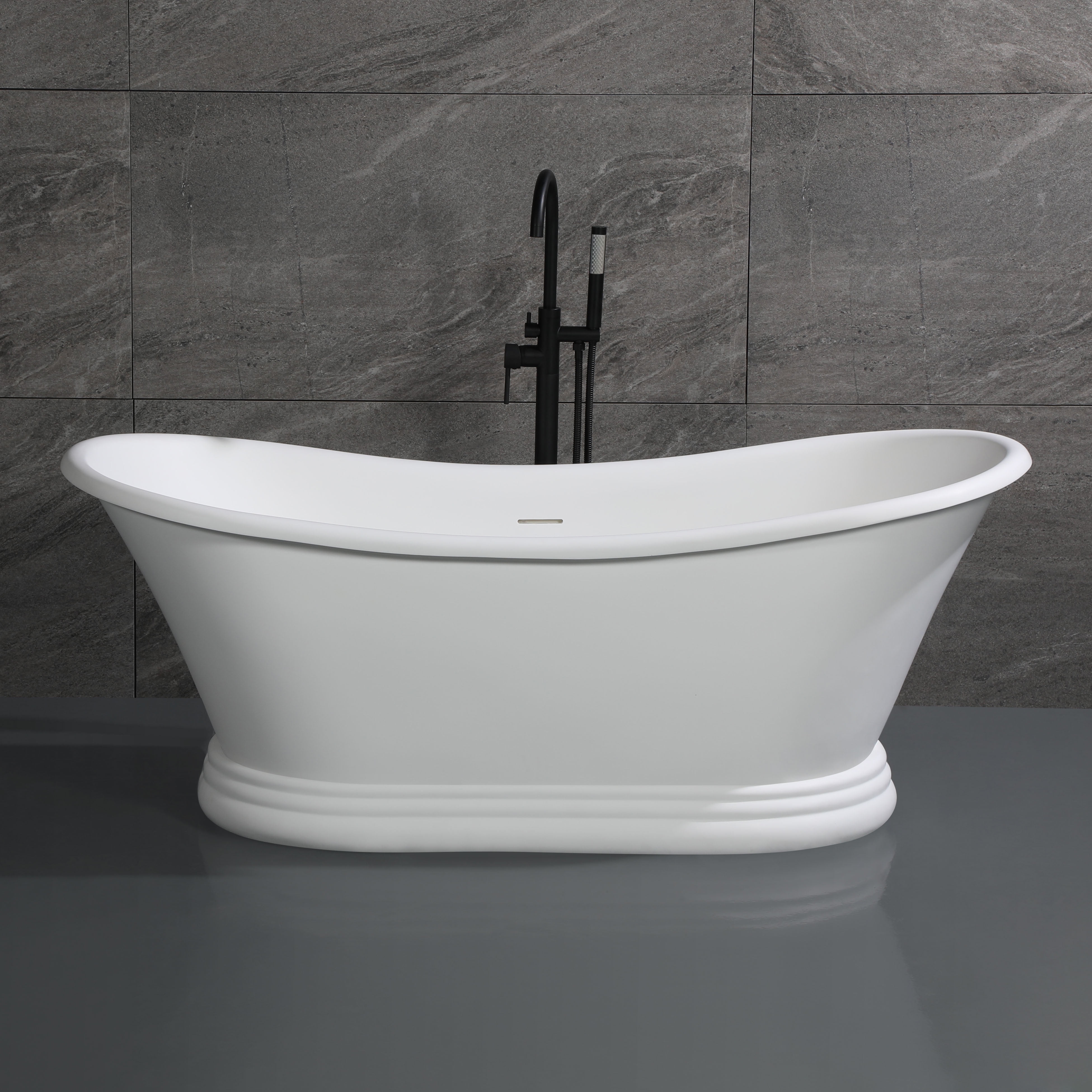 Picture of ALFI AB9950 67 in. Pedestal Solid Surface Resin Bathtub, White Matte