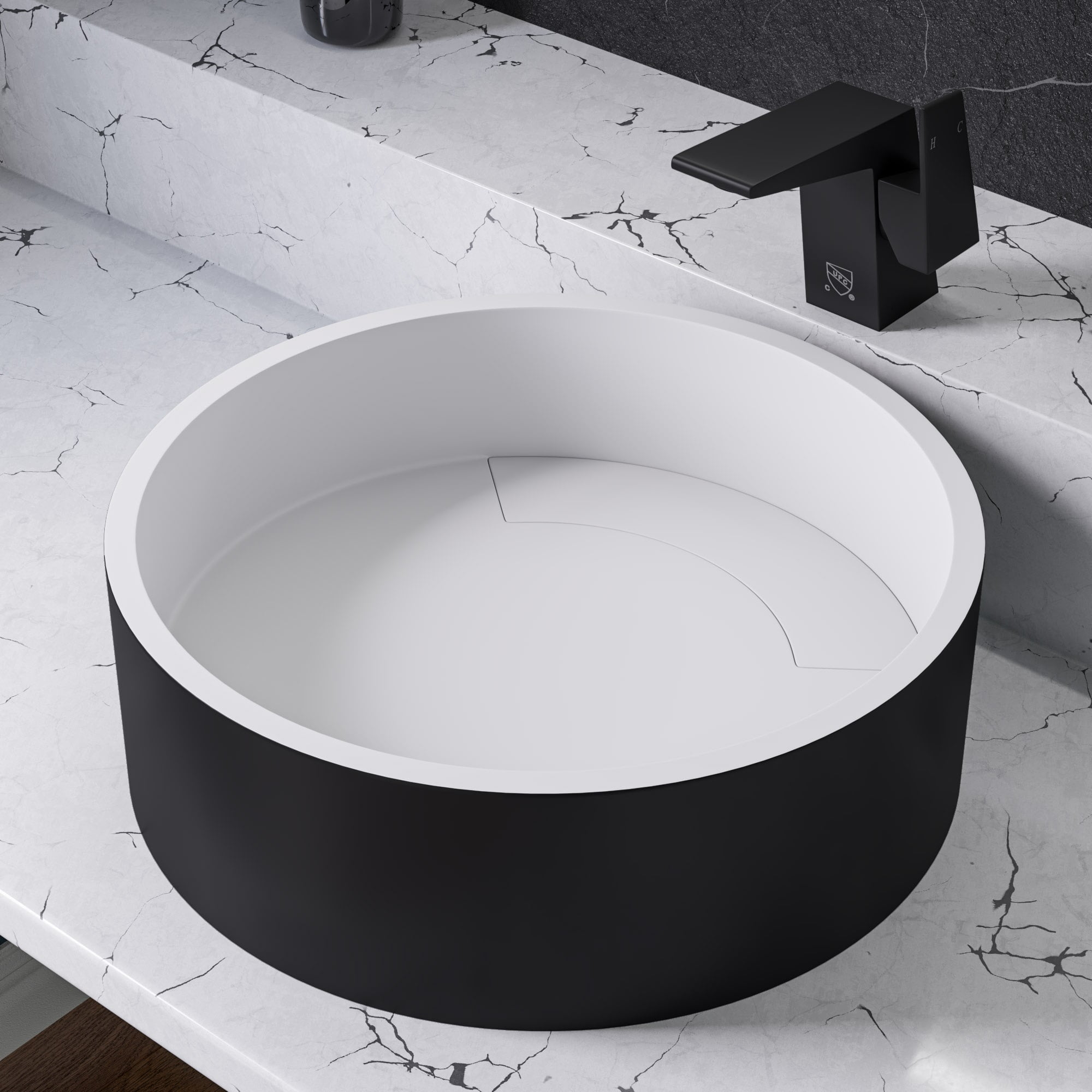 Picture of ALFI Brand ABRS15RBM 15 in. Round Solid Surface Resin Sink, Matte Black