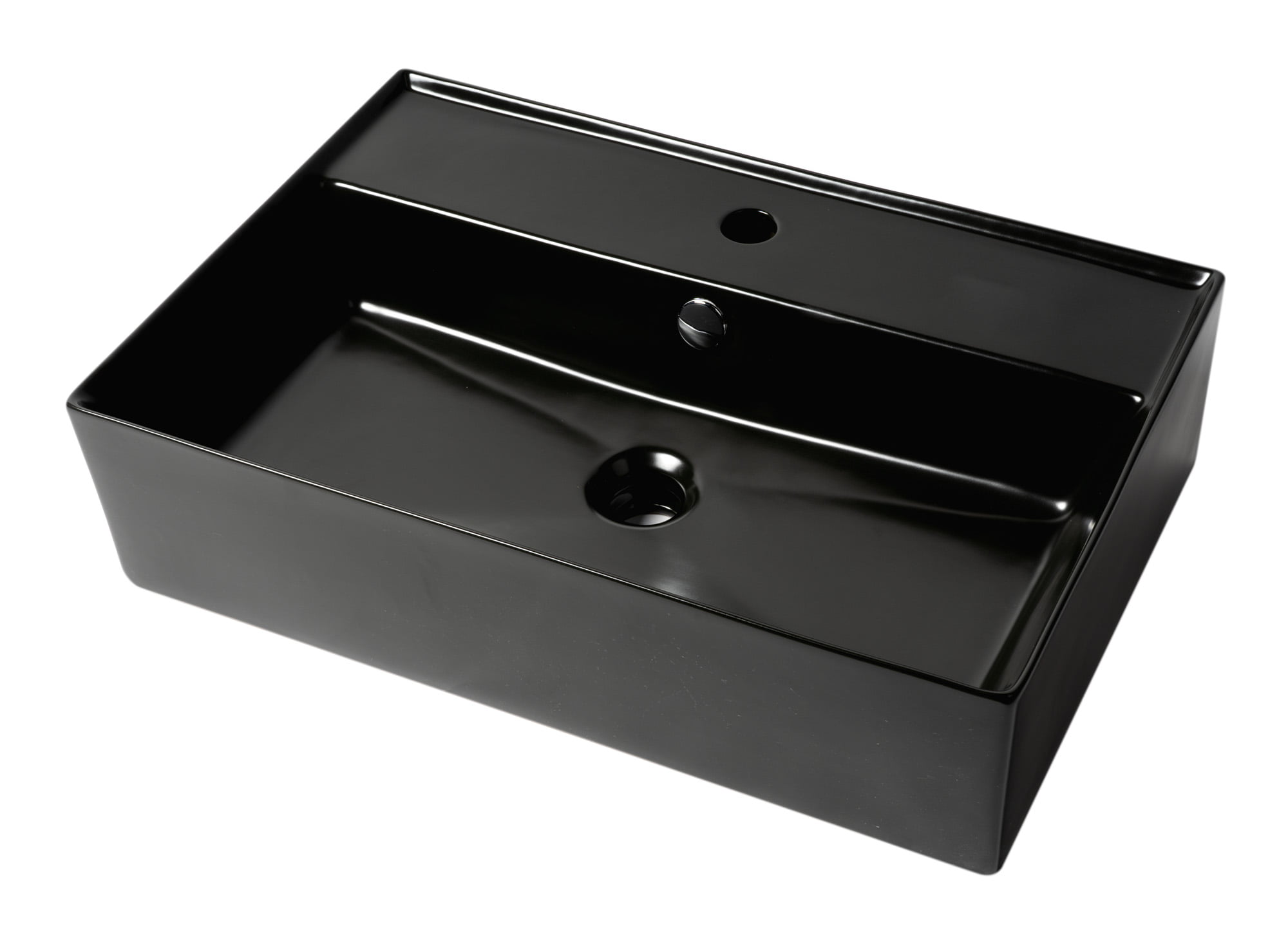 Picture of ALFI Brand ABC901-BM 24 in. Modern Rectangular Above Mount Ceramic Sink with Faucet Hole, Black