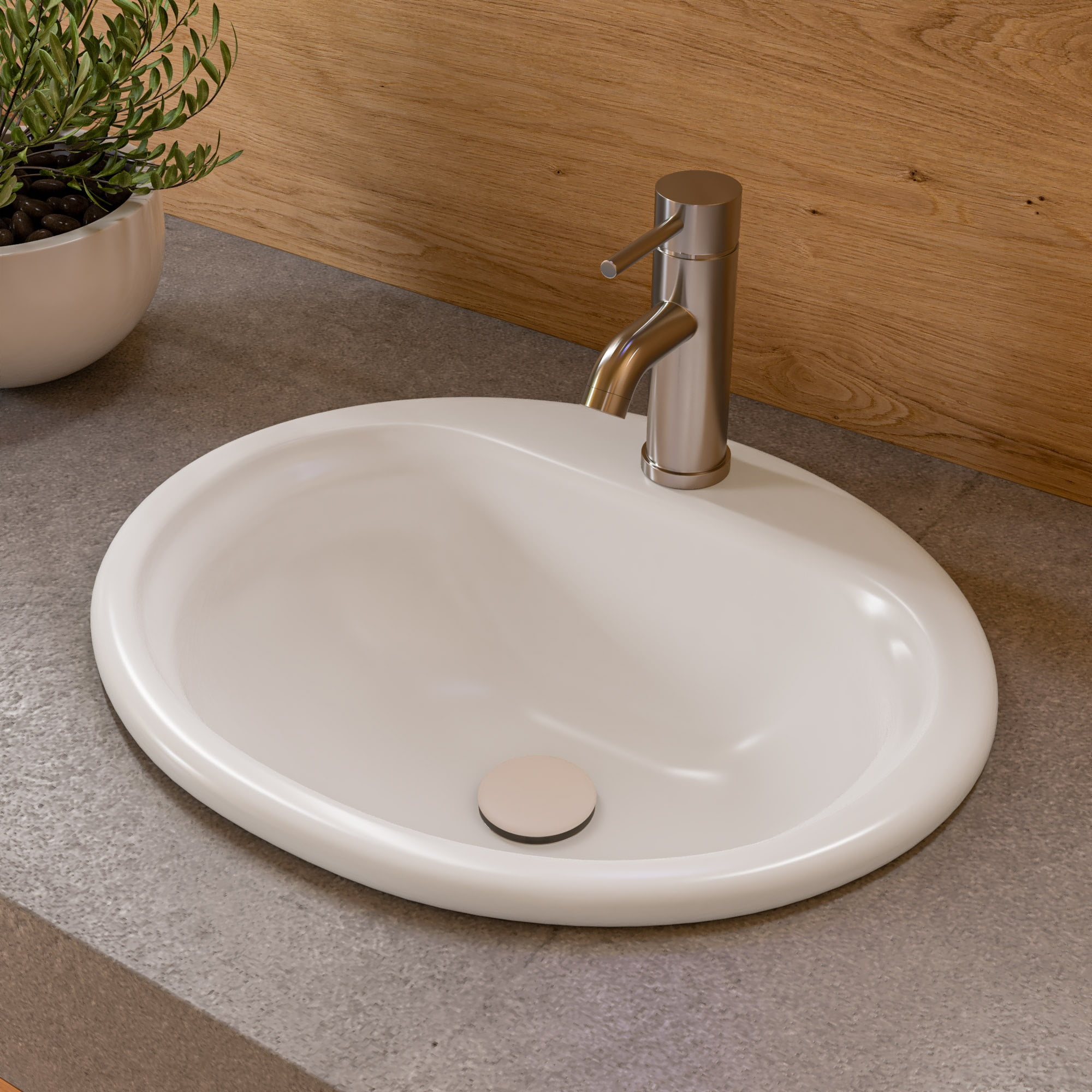 Picture of ALFI Brand ABC802 21 in. Round Drop in. Ceramic S in. k with Faucet Hole, White