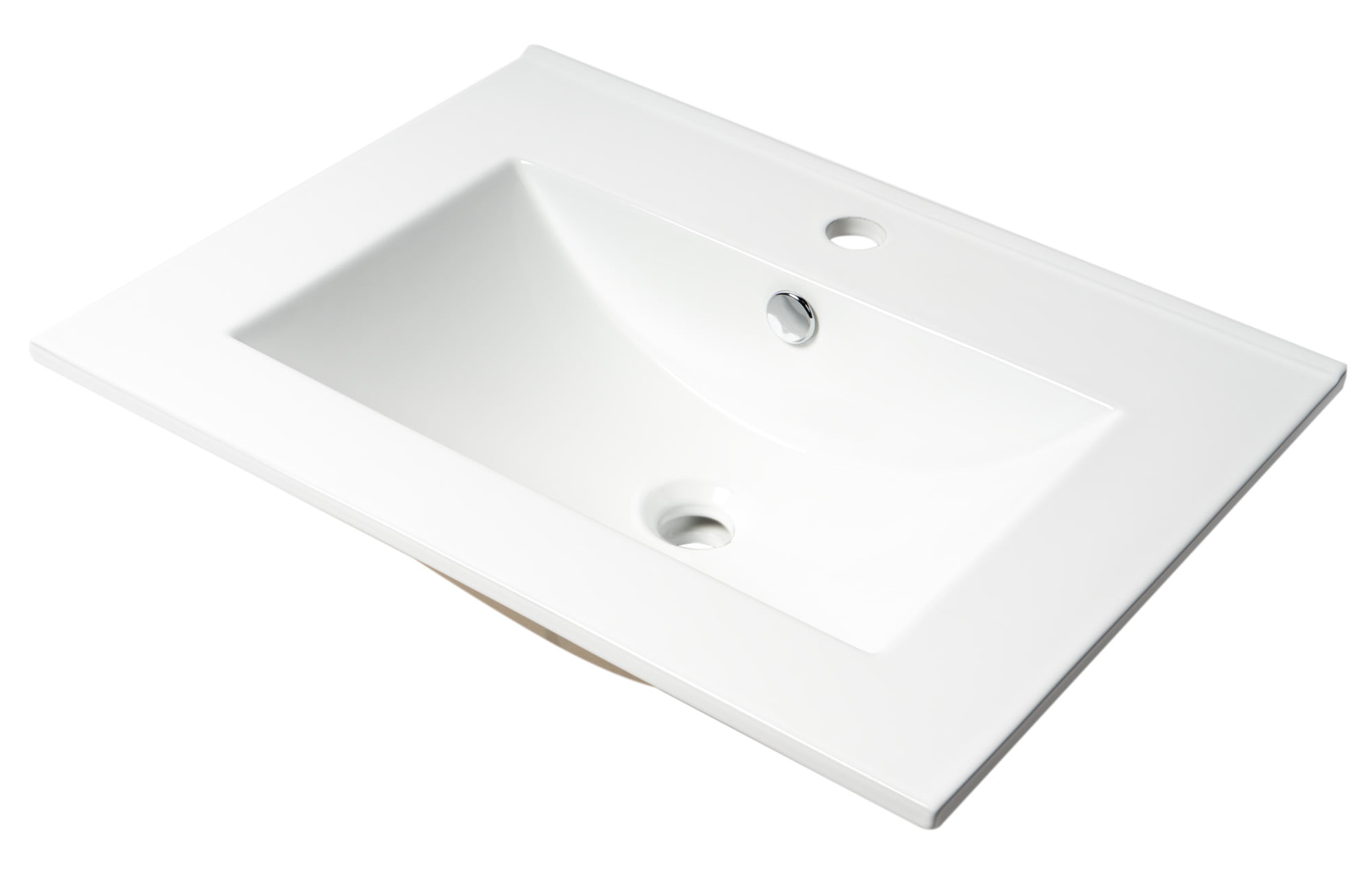 Picture of ALFI Brand ABC803 25 in. Rectangular Drop in. Ceramic Sink with Faucet Hole, White