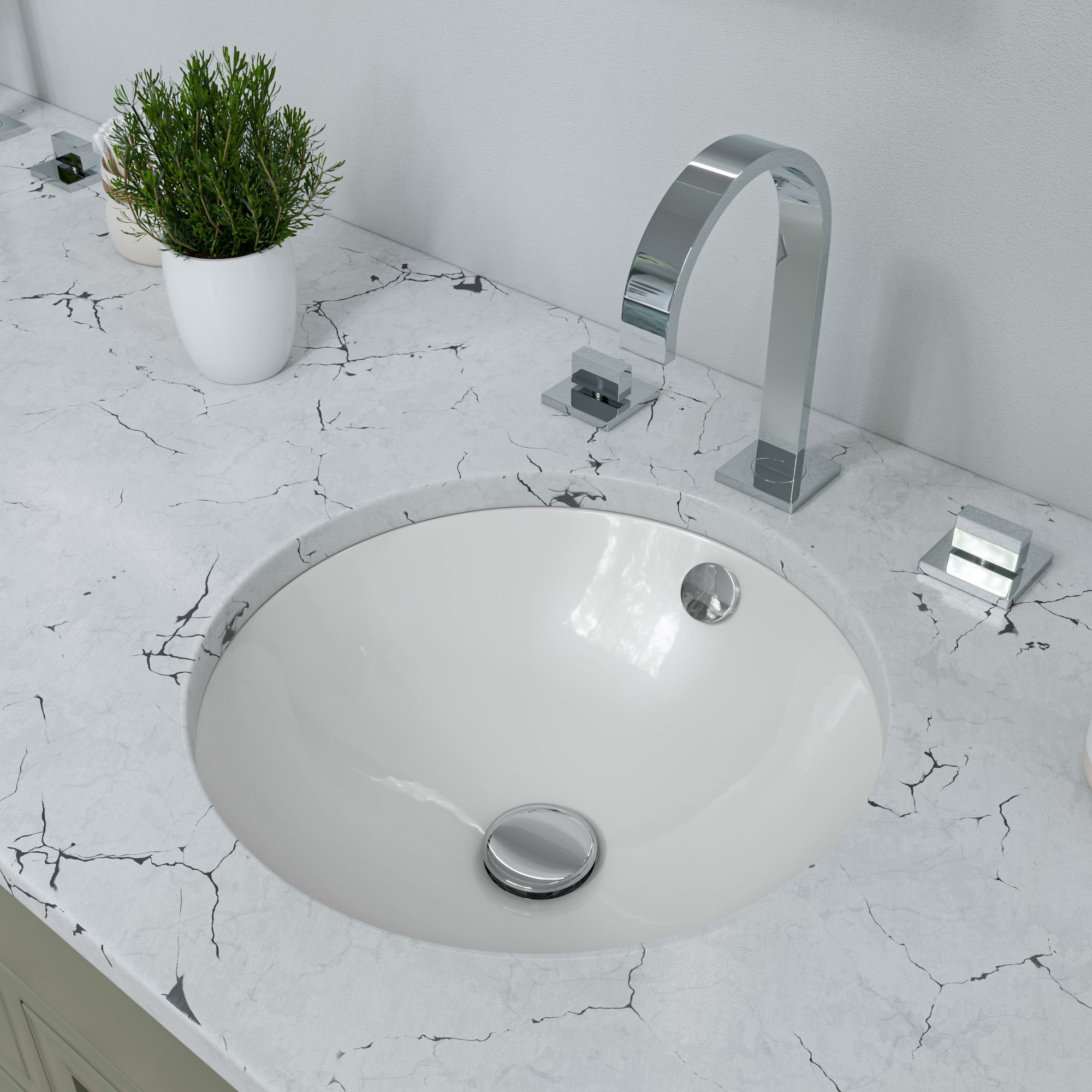 Picture of ALFI Brand ABC601 17 in. Round Undermount Ceramic Sink, White