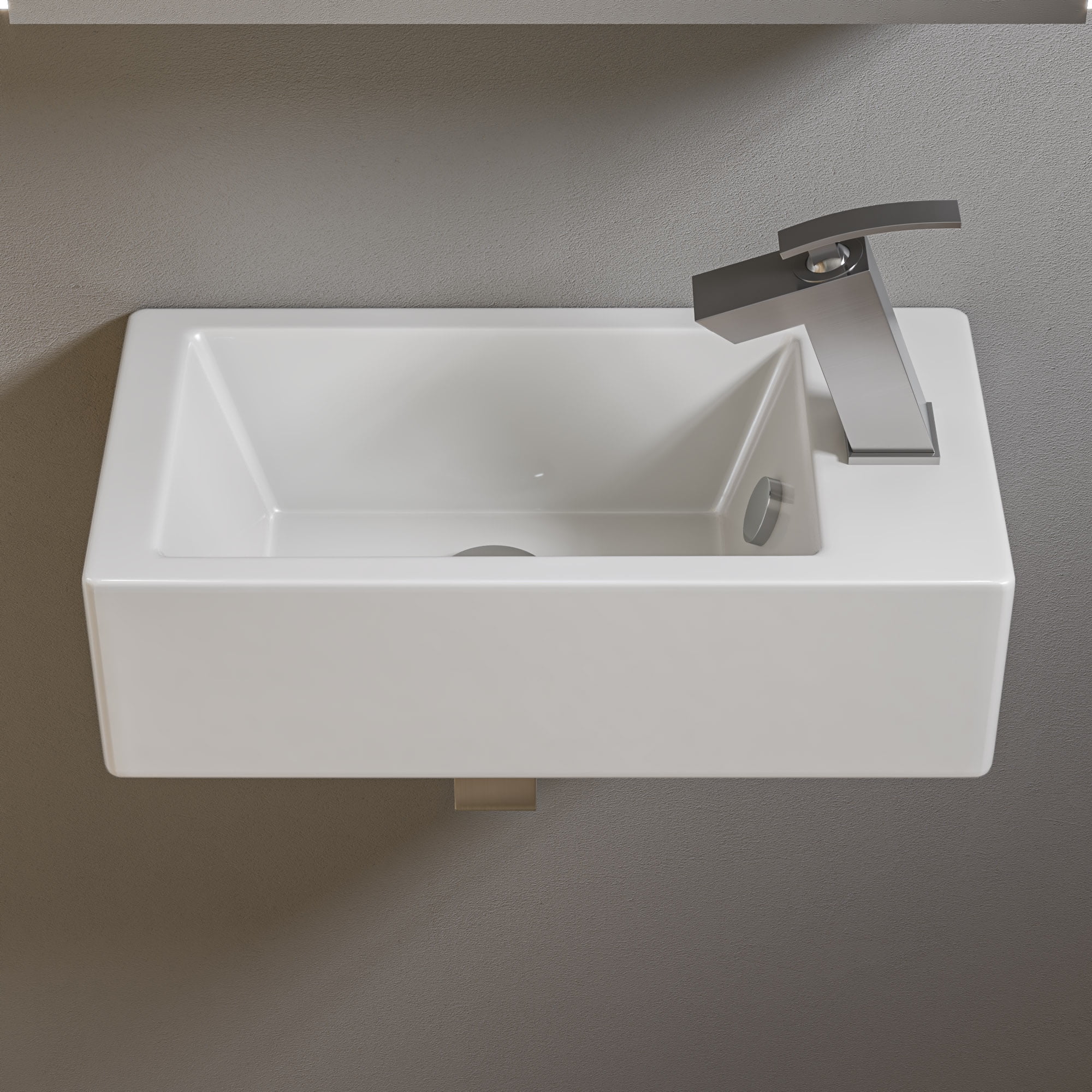 Picture of ALFI Brand ABC116 20 in. Small Rectangular Wall Mounted Ceramic Sink with Faucet Hole&#44; White