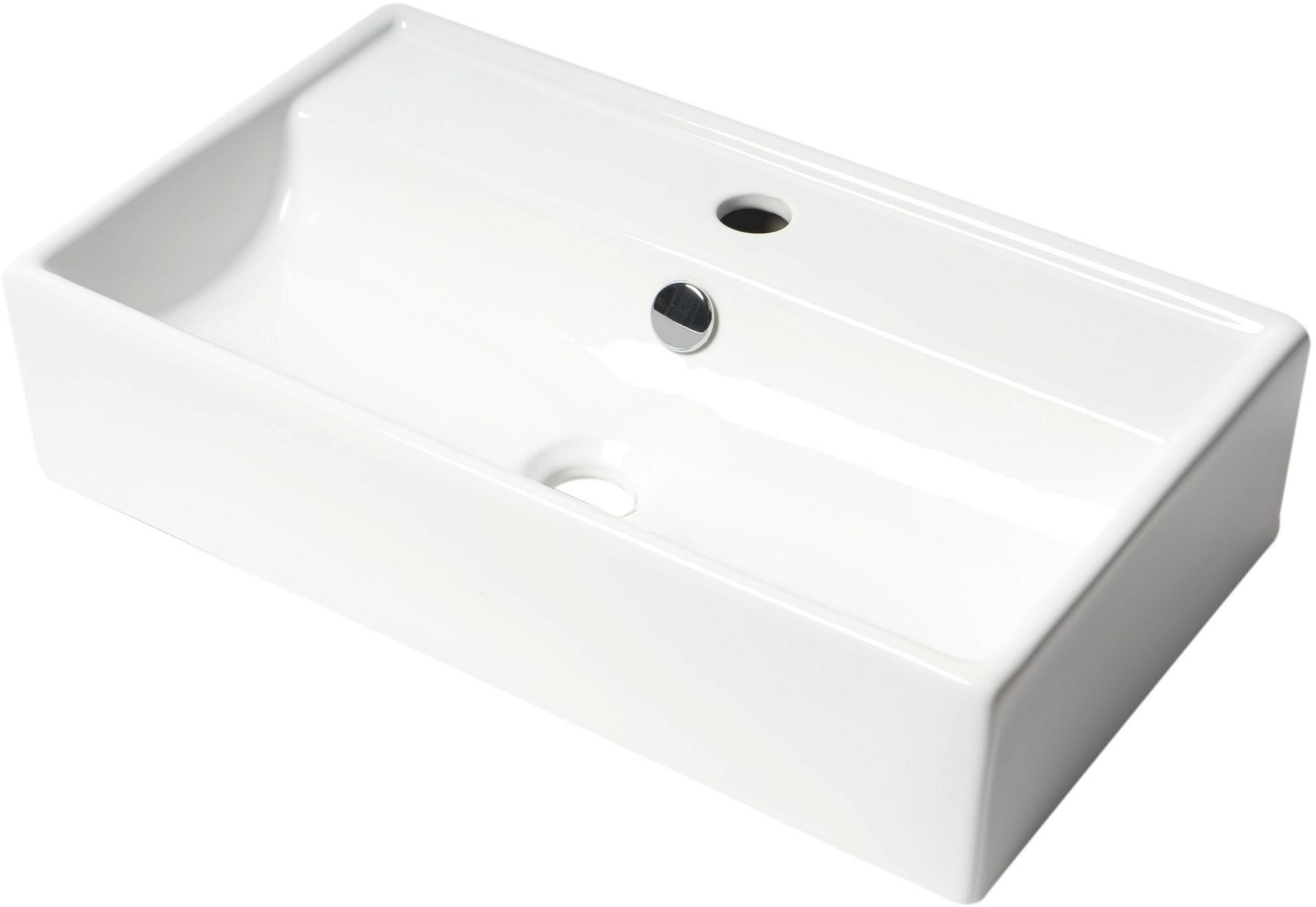 Picture of ALFI Brand ABC122 22 in. Rectangular Wall Mounted Ceramic Sink with Faucet Hole&#44; White