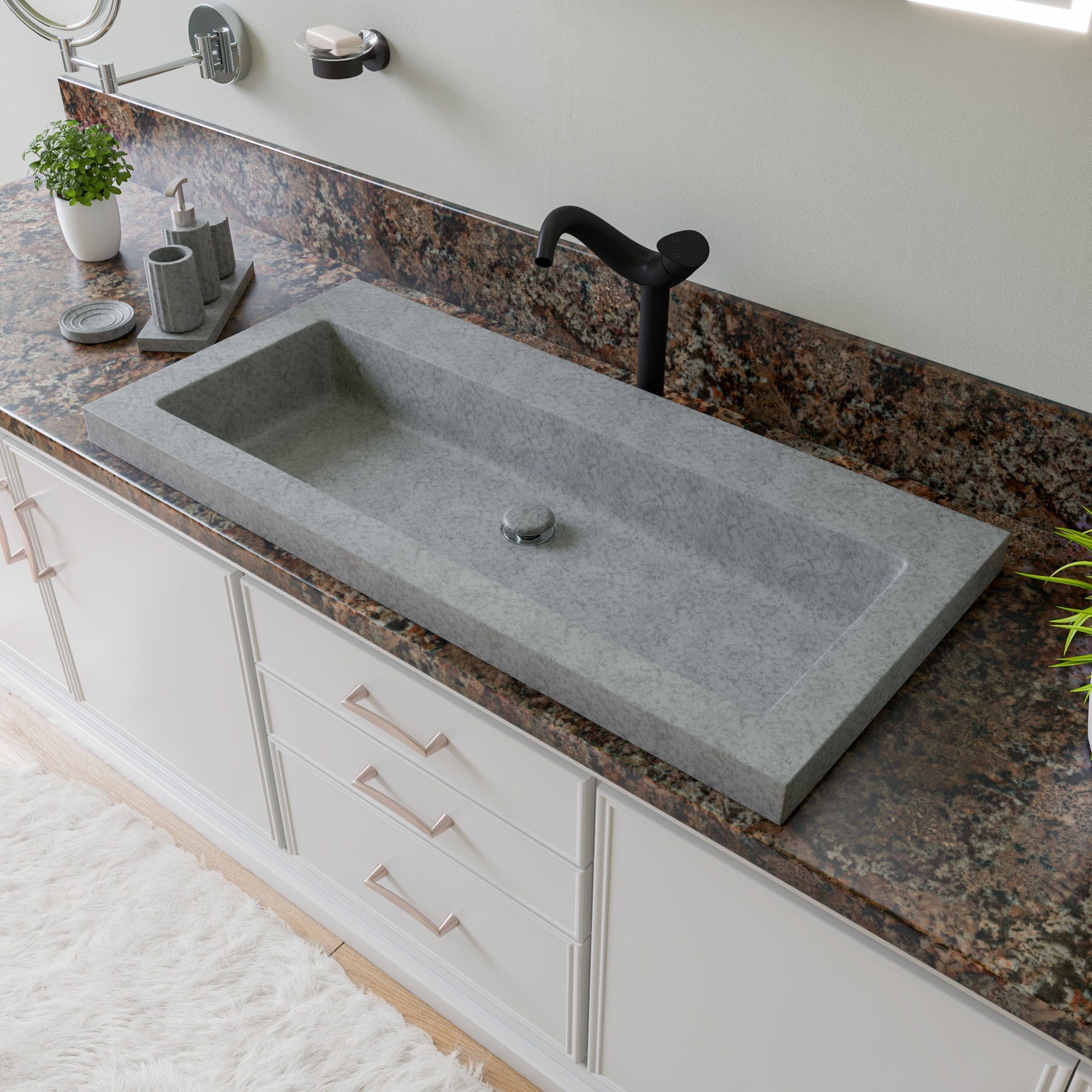 Picture of ALFI Brand ABCO40TR 40 in. Solid Concrete Gray Matte Trough Sink for the Bathroom