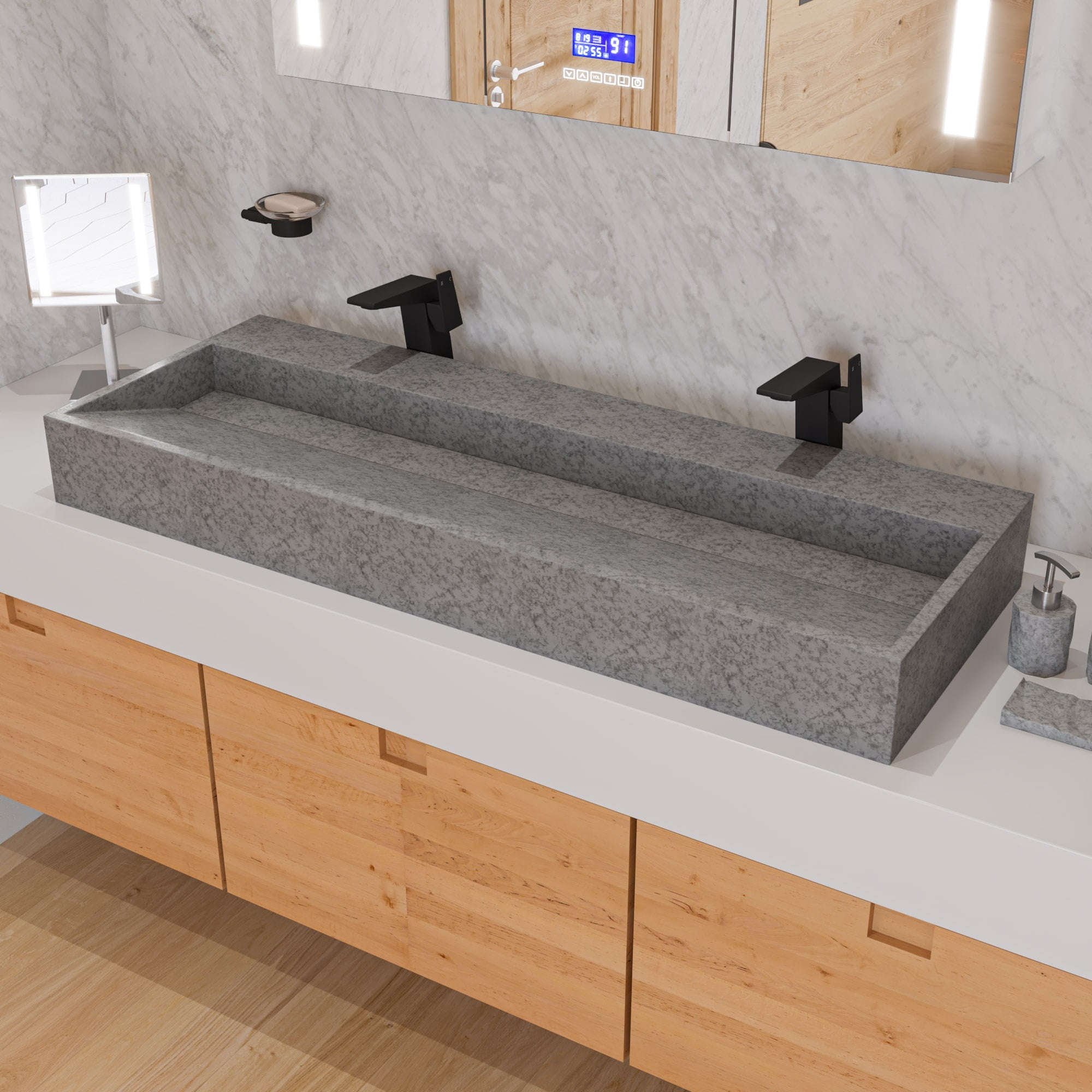 Picture of ALFI Brand ABCO48TR 48 in. Solid Concrete Gray Matte Trough Sink for the Bathroom