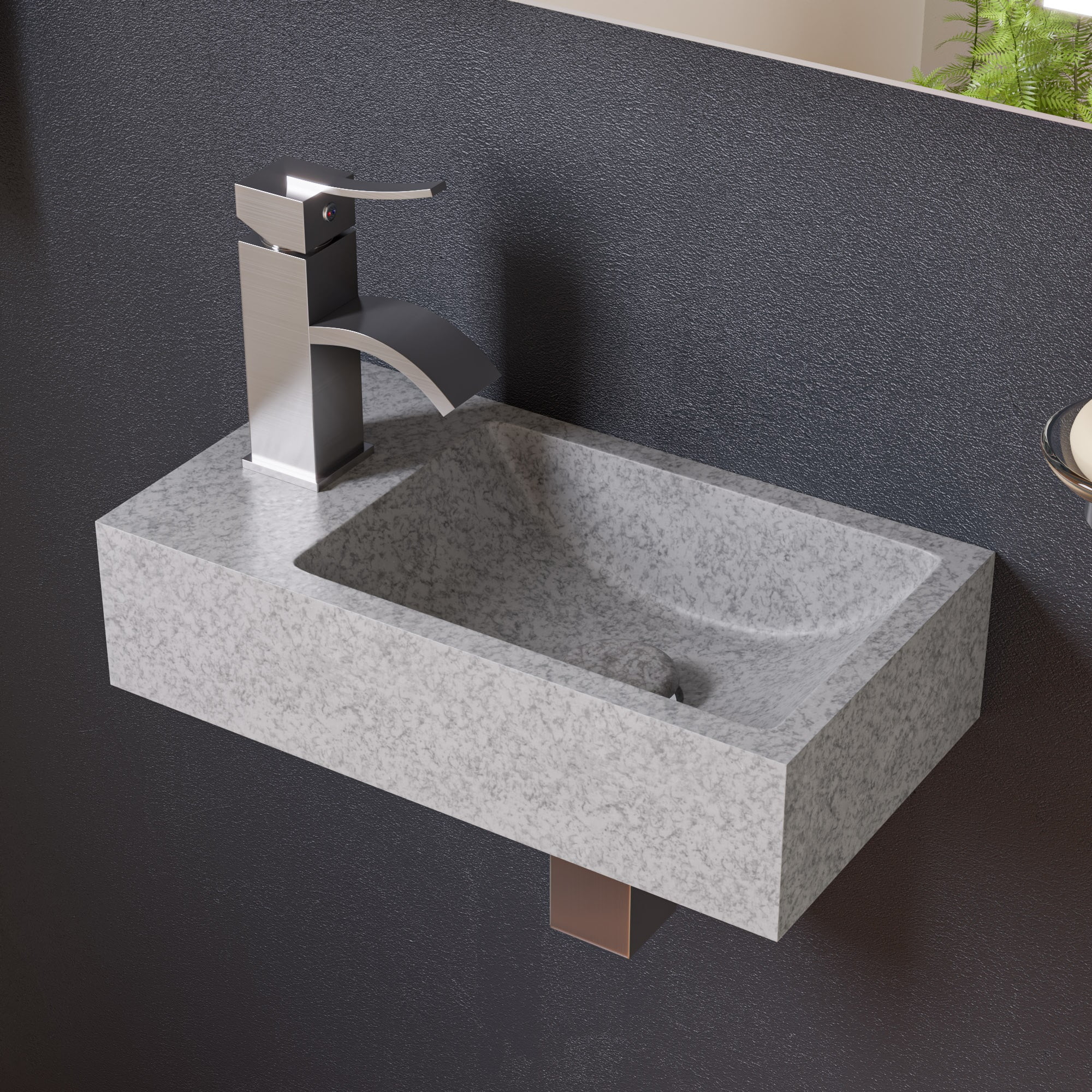 Picture of ALFI Brand ABCO108 16 in. Small Rectangular Solid Concrete Gray Matte Wall Mounted Bathroom Sink