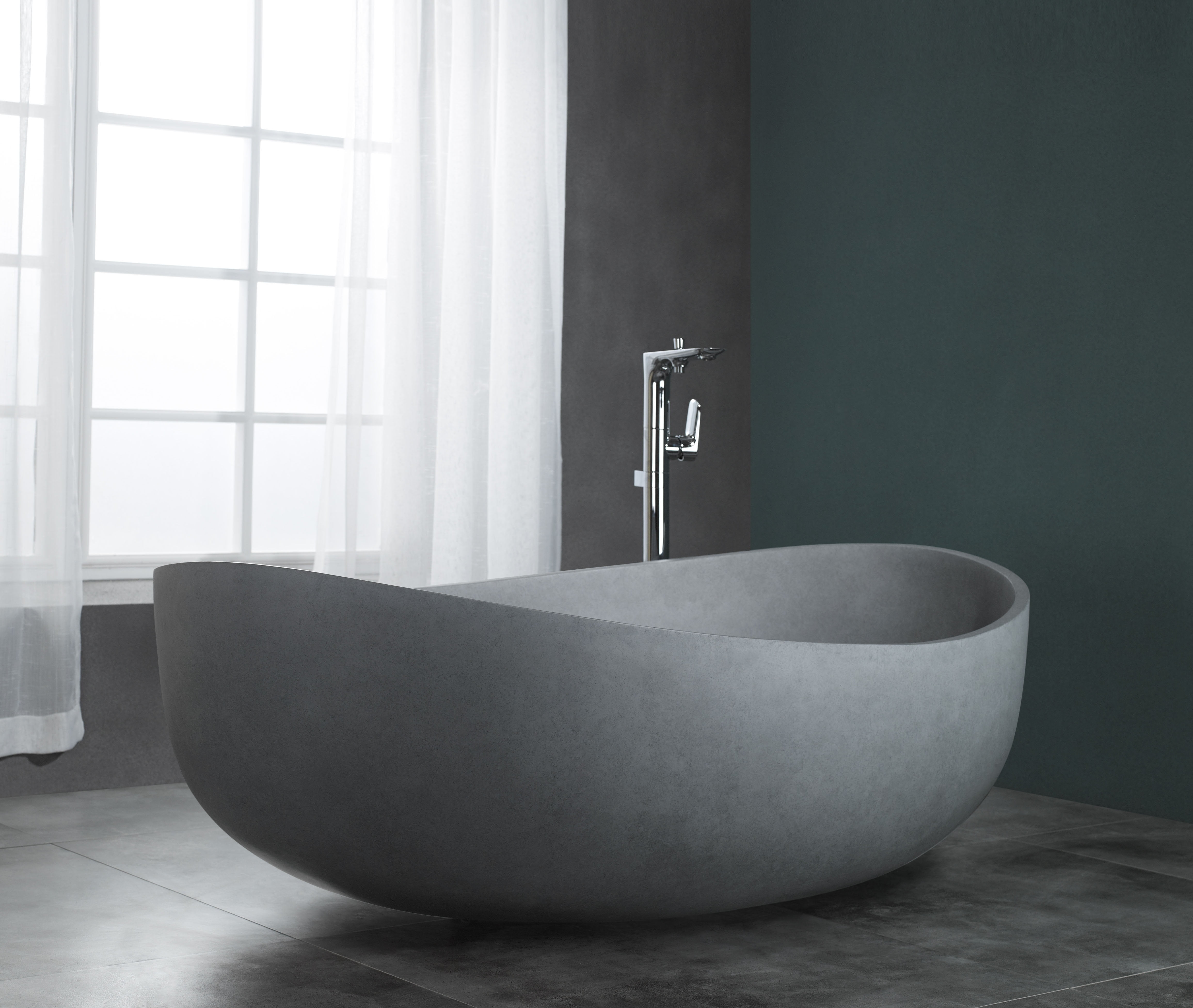Picture of ALFI Brand ABCO63TUB 63 in. Solid Concrete Gray Matte Oval Bathtub