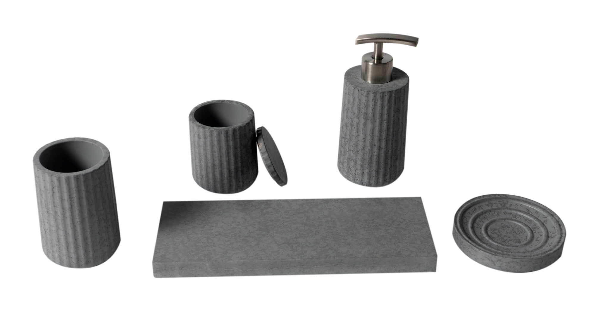 Picture of ALFI Brand ABCO1001 5 Piece Solid Concrete Gray Matte Bathroom Accessory Set