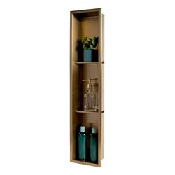 Picture of ALFI Brand ABNP0836-BG 8 x 36 in. Brushed Gold PVD Stainless Steel Vertical Triple Shelf Shower Niche