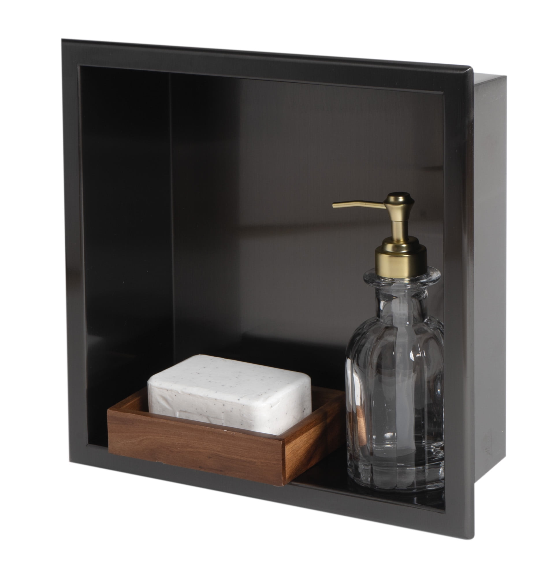 Picture of ALFI Brand ABNP1212-BB 12 x 12 in. Brushed Black PVD Stainless Steel Square Single Shelf Shower Niche